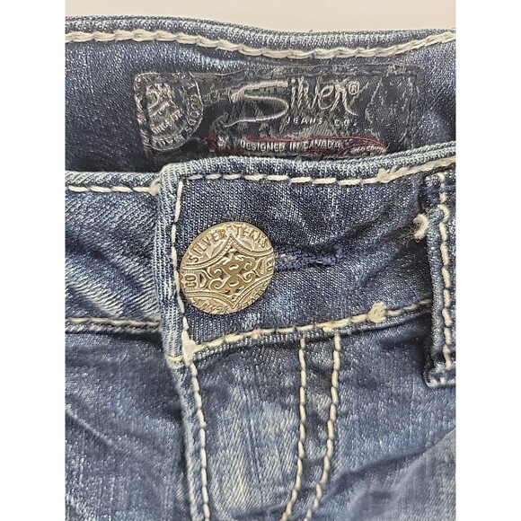 SILVER Jean Super Stretch BEAU Boyfriend Fit Denim Shorts Size W27/L6 - Picture 5 of 15